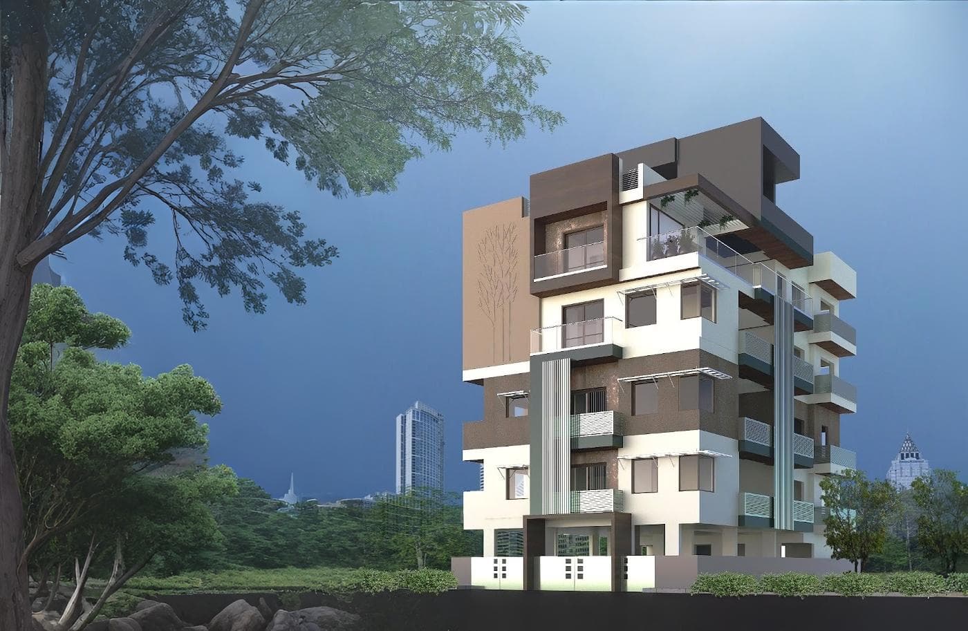 Construction site with modern infrastructure